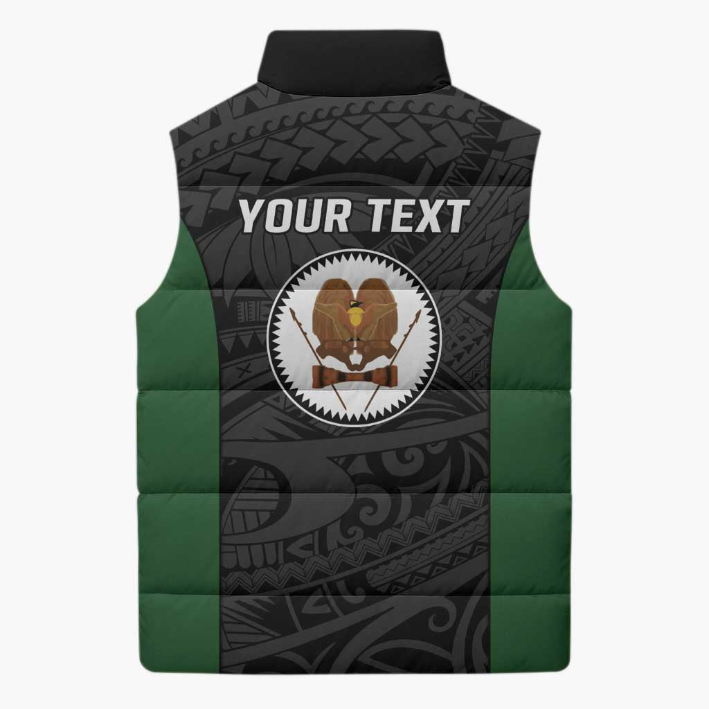 Personalised PNG Western Highlands Province Sleeveless Puffer Jacket Bird of Paradise Tattoo Flag Motif - Polynesian Pride