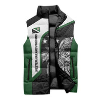 Personalised PNG Western Highlands Province Sleeveless Puffer Jacket Bird of Paradise Tattoo Flag Motif - Polynesian Pride