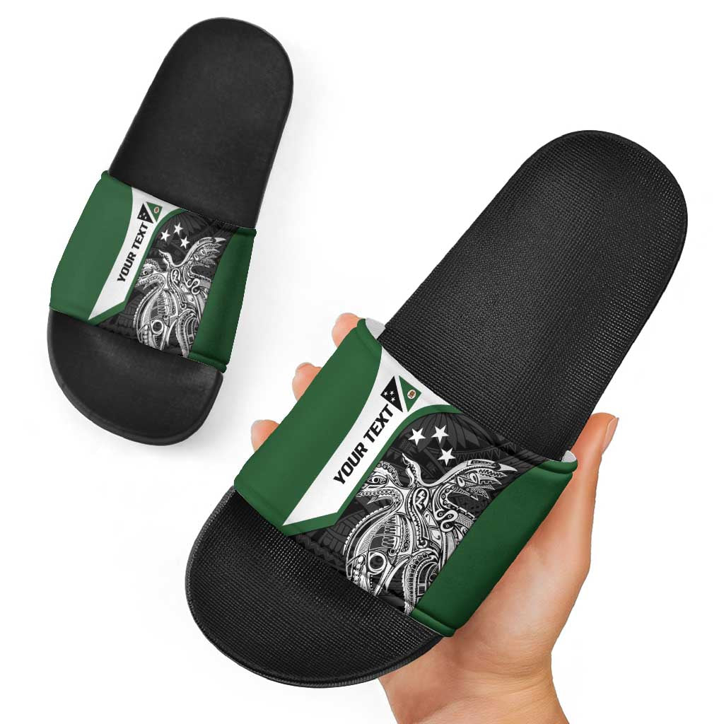 Personalised PNG Western Highlands Province Slide Sandals Bird of Paradise Tattoo Flag Motif LT9 - Polynesian Pride