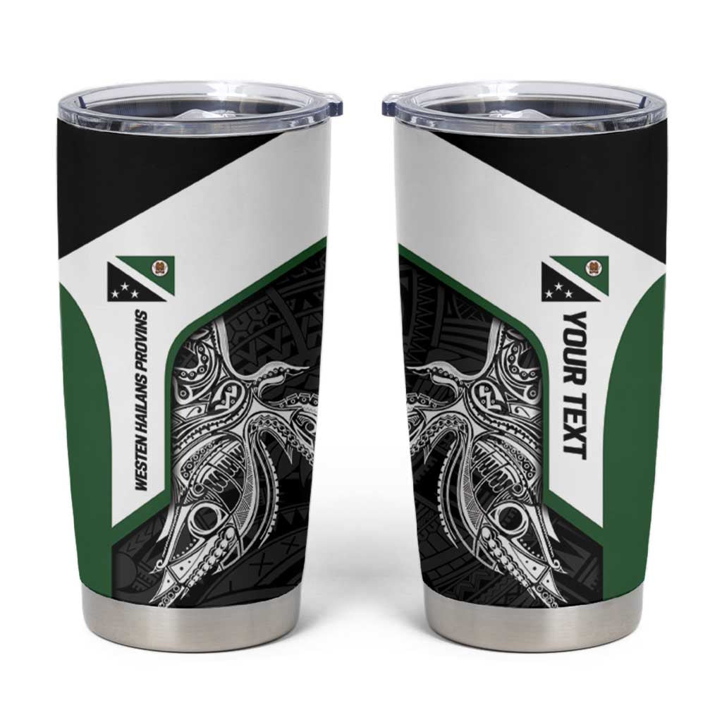 Personalised PNG Western Highlands Province Tumbler Cup Bird of Paradise Tattoo Flag Motif - Polynesian Pride