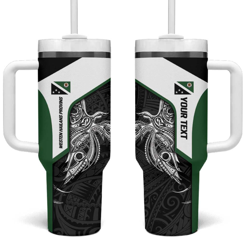 Personalised PNG Western Highlands Province Tumbler With Handle Bird of Paradise Tattoo Flag Motif LT9 One Size: 40 oz Green - Polynesian Pride