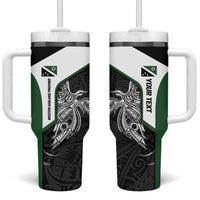 Personalised PNG Western Highlands Province Tumbler With Handle Bird of Paradise Tattoo Flag Motif LT9 One Size: 40 oz Green - Polynesian Pride