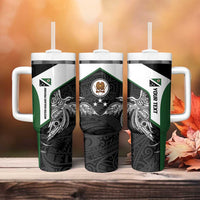 Personalised PNG Western Highlands Province Tumbler With Handle Bird of Paradise Tattoo Flag Motif LT9 - Polynesian Pride