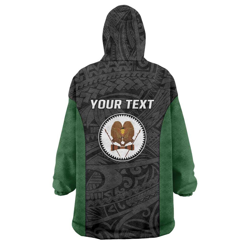 Personalised PNG Western Highlands Province Wearable Blanket Hoodie Bird of Paradise Tattoo Flag Motif - Polynesian Pride