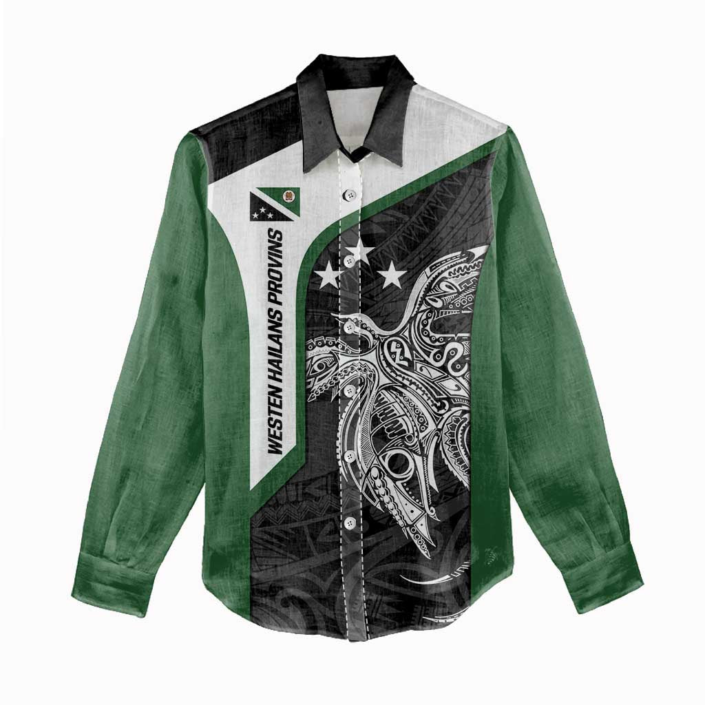 Personalised PNG Western Highlands Province Women Casual Shirt Bird of Paradise Tattoo Flag Motif - Polynesian Pride