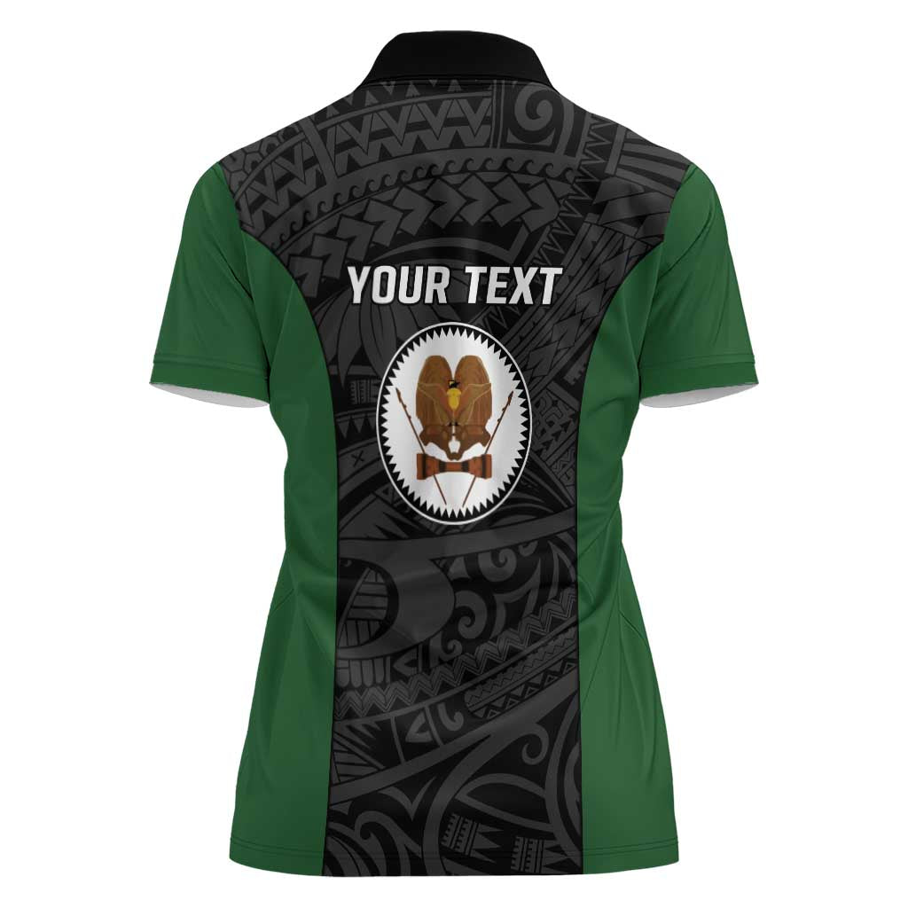 Personalised PNG Western Highlands Province Women Polo Shirt Bird of Paradise Tattoo Flag Motif - Polynesian Pride