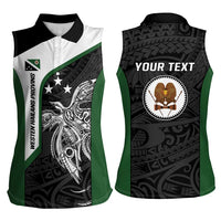 Personalised PNG Western Highlands Province Women Sleeveless Polo Shirt Bird of Paradise Tattoo Flag Motif - Polynesian Pride