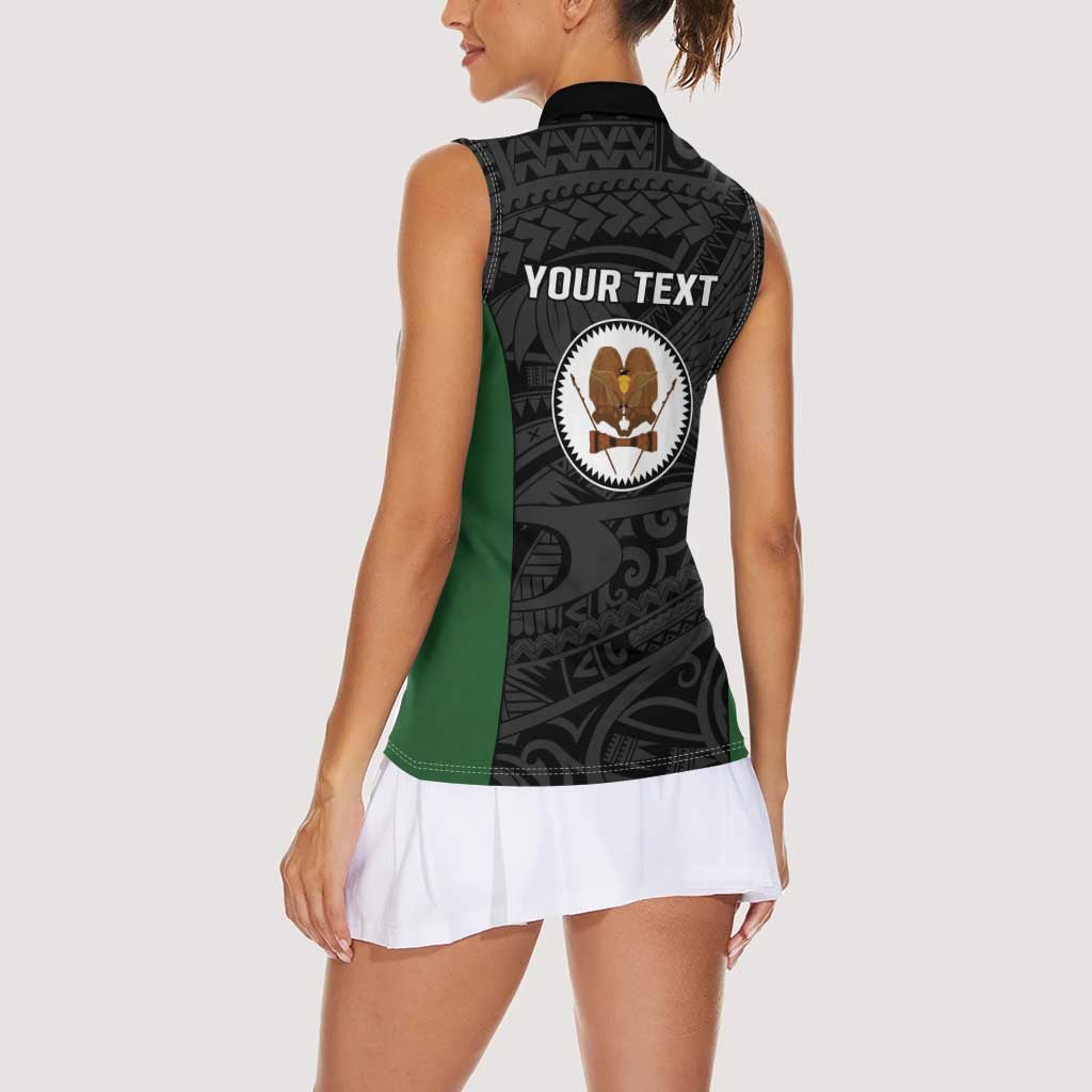 Personalised PNG Western Highlands Province Women Sleeveless Polo Shirt Bird of Paradise Tattoo Flag Motif - Polynesian Pride