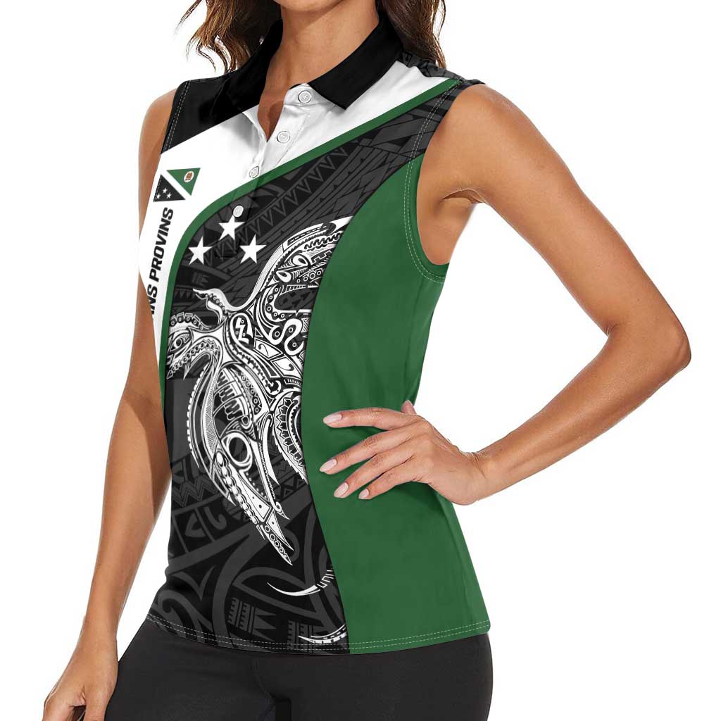 Personalised PNG Western Highlands Province Women Sleeveless Polo Shirt Bird of Paradise Tattoo Flag Motif - Polynesian Pride