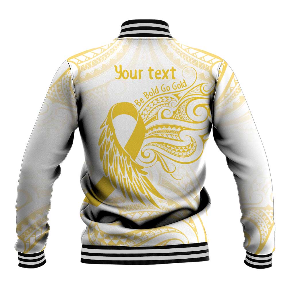 Be Bold Go Gold Polyneisan Ribbon Childhood Personalised Baseball Jacket