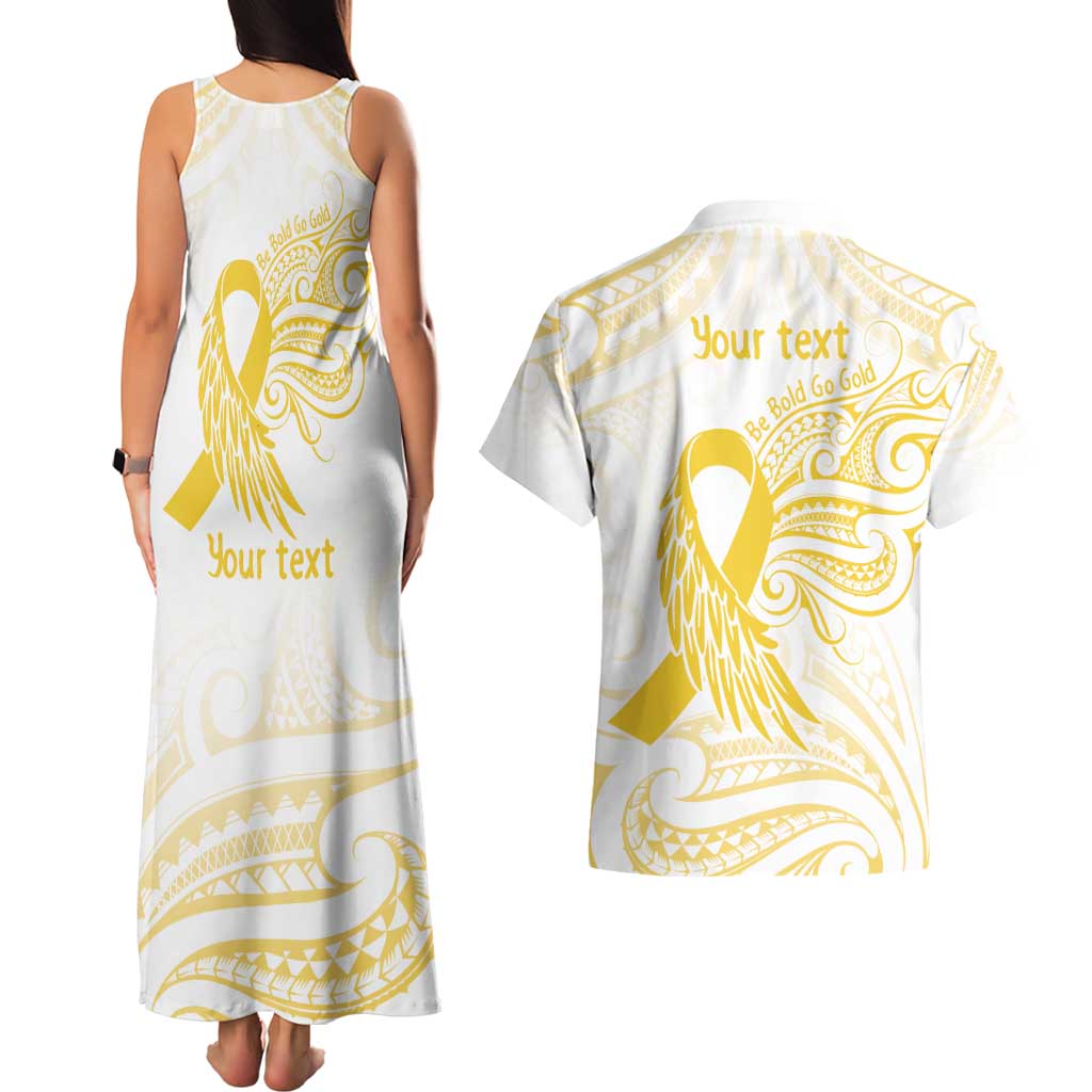 Be Bold Go Gold Polyneisan Ribbon Childhood Personalised Couples Matching Tank Maxi Dress and Hawaiian Shirt LT9 - Polynesian Pride
