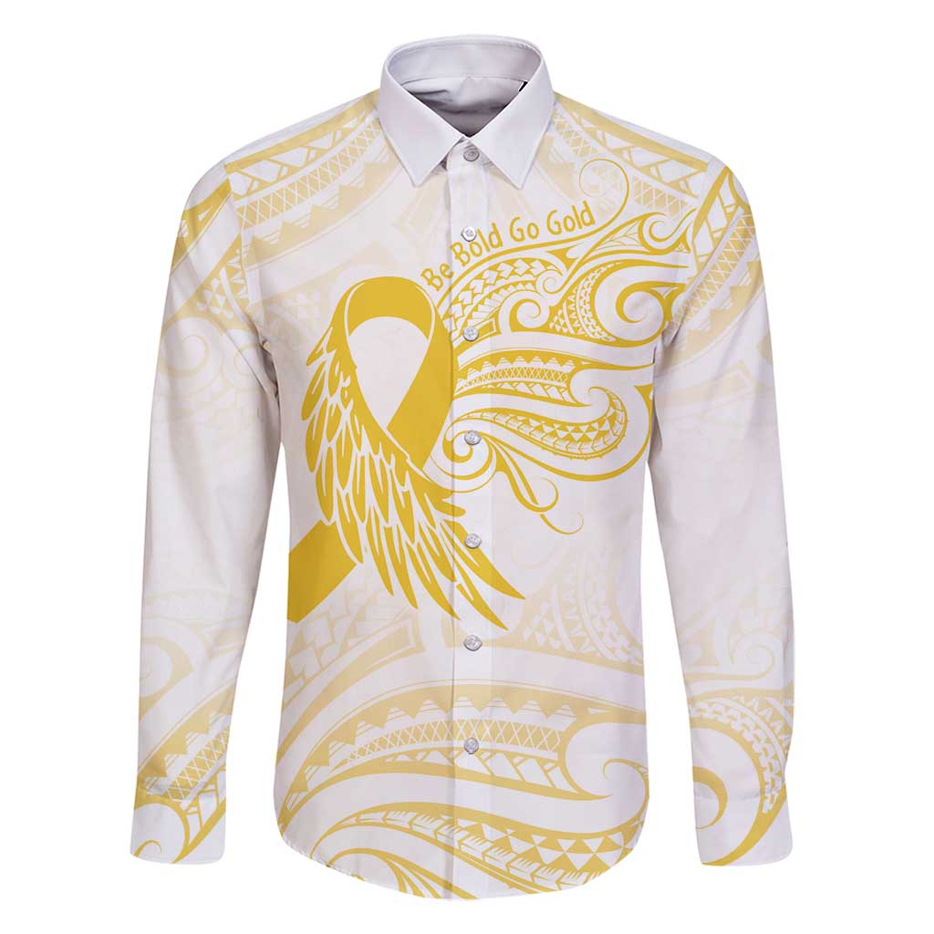 Be Bold Go Gold Polyneisan Ribbon Childhood Personalised Family Matching Long Sleeve Bodycon Dress and Hawaiian Shirt