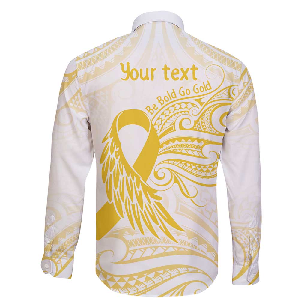 Be Bold Go Gold Polyneisan Ribbon Childhood Personalised Family Matching Long Sleeve Bodycon Dress and Hawaiian Shirt