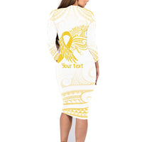 Be Bold Go Gold Polyneisan Ribbon Childhood Personalised Family Matching Long Sleeve Bodycon Dress and Hawaiian Shirt