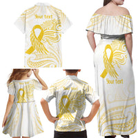 Be Bold Go Gold Polyneisan Ribbon Childhood Personalised Family Matching Off Shoulder Maxi Dress and Hawaiian Shirt LT9 - Polynesian Pride