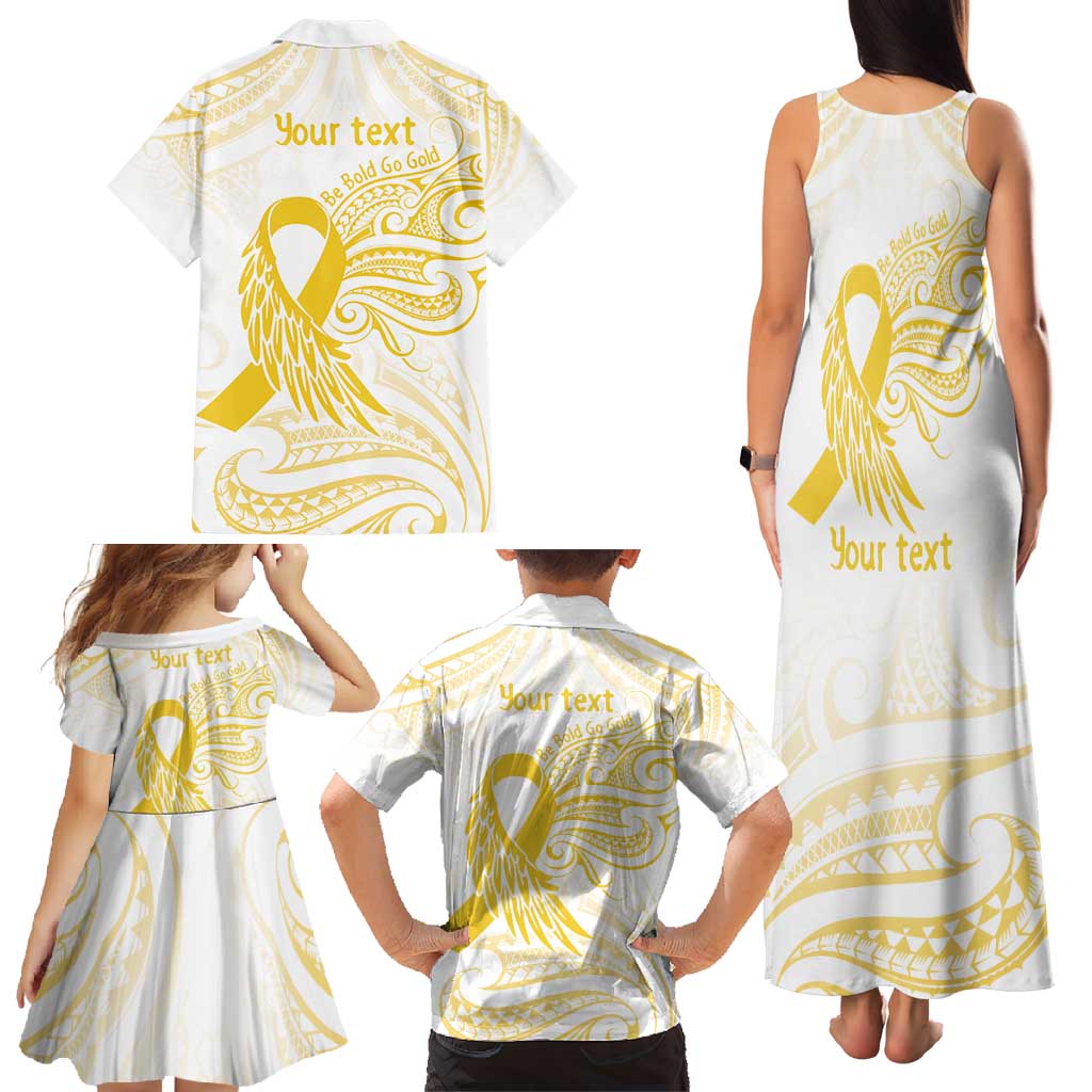 Be Bold Go Gold Polyneisan Ribbon Childhood Personalised Family Matching Tank Maxi Dress and Hawaiian Shirt LT9 - Polynesian Pride