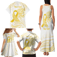 Be Bold Go Gold Polyneisan Ribbon Childhood Personalised Family Matching Tank Maxi Dress and Hawaiian Shirt LT9 - Polynesian Pride