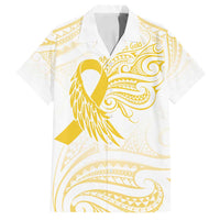 Be Bold Go Gold Polyneisan Ribbon Childhood Personalised Family Matching Tank Maxi Dress and Hawaiian Shirt LT9 Dad's Shirt - Short Sleeve Gold - Polynesian Pride