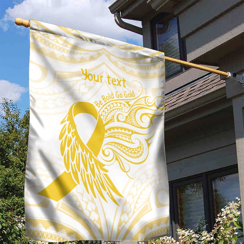 Be Bold Go Gold Polyneisan Ribbon Childhood Personalised Garden Flag