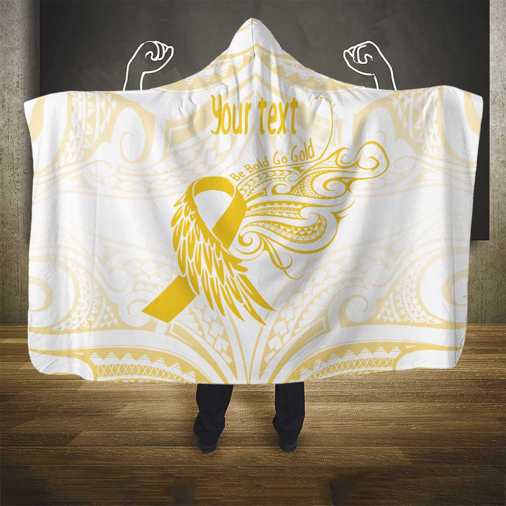 Be Bold Go Gold Polyneisan Ribbon Childhood Personalised Hooded Blanket