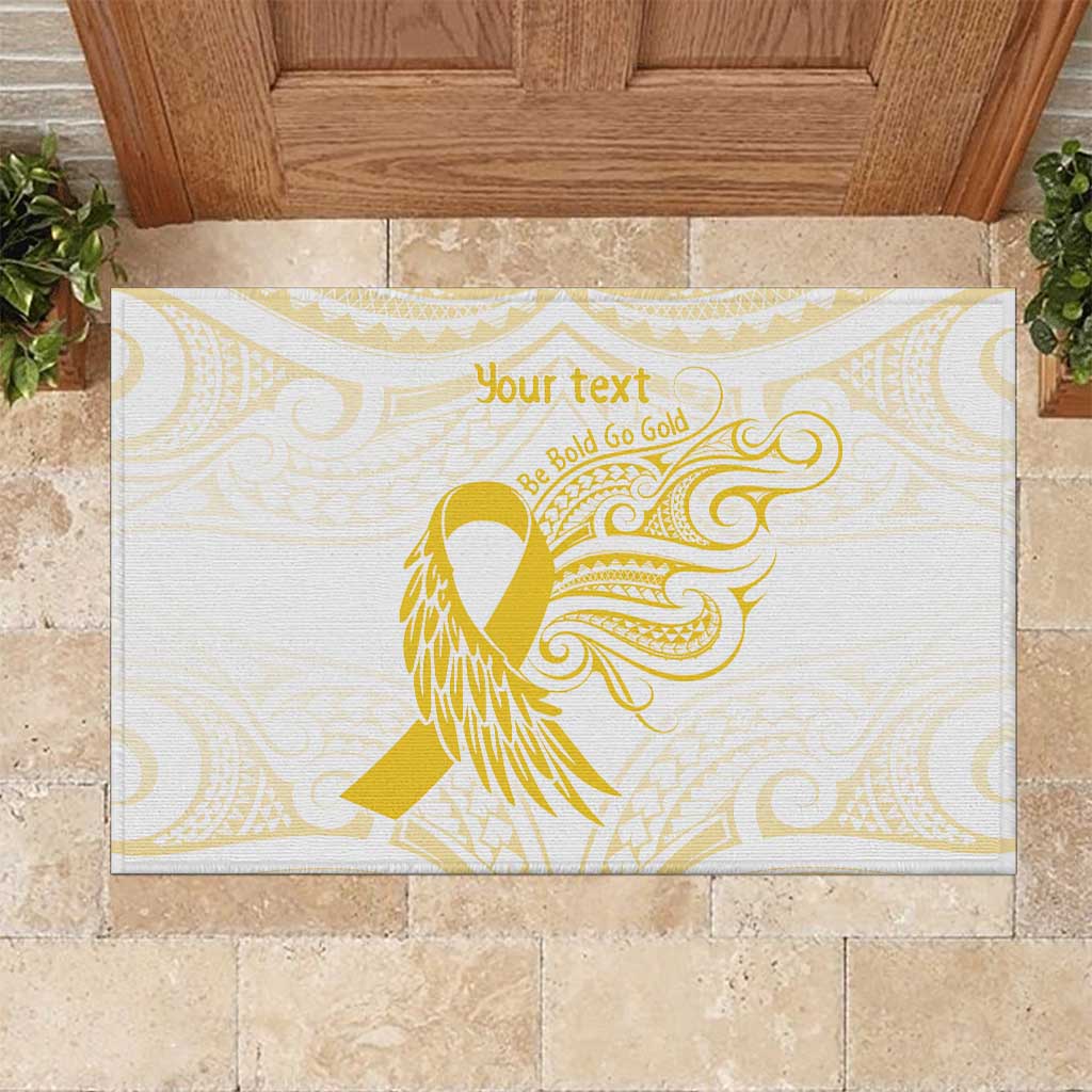 Be Bold Go Gold Polyneisan Ribbon Childhood Personalised Rubber Doormat