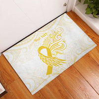 Be Bold Go Gold Polyneisan Ribbon Childhood Personalised Rubber Doormat