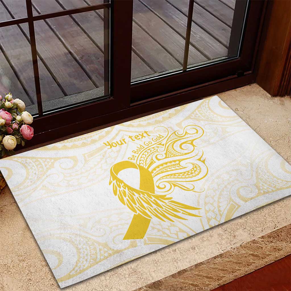 Be Bold Go Gold Polyneisan Ribbon Childhood Personalised Rubber Doormat