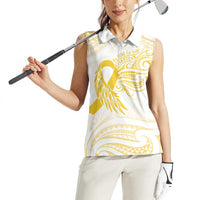Be Bold Go Gold Polyneisan Ribbon Childhood Personalised Women Sleeveless Polo Shirt LT9 - Polynesian Pride