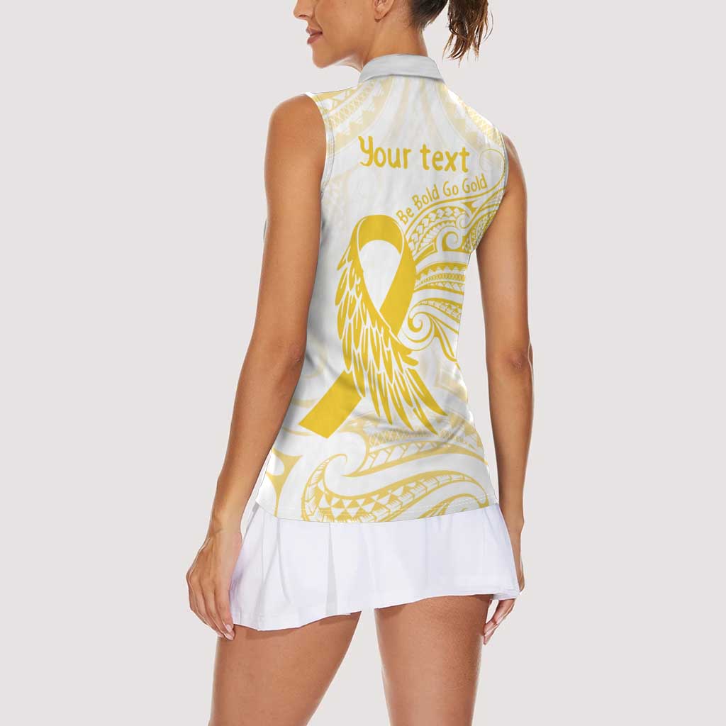 Be Bold Go Gold Polyneisan Ribbon Childhood Personalised Women Sleeveless Polo Shirt LT9 - Polynesian Pride
