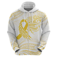 Be Bold Go Gold Polyneisan Ribbon Childhood Personalised Zip Hoodie