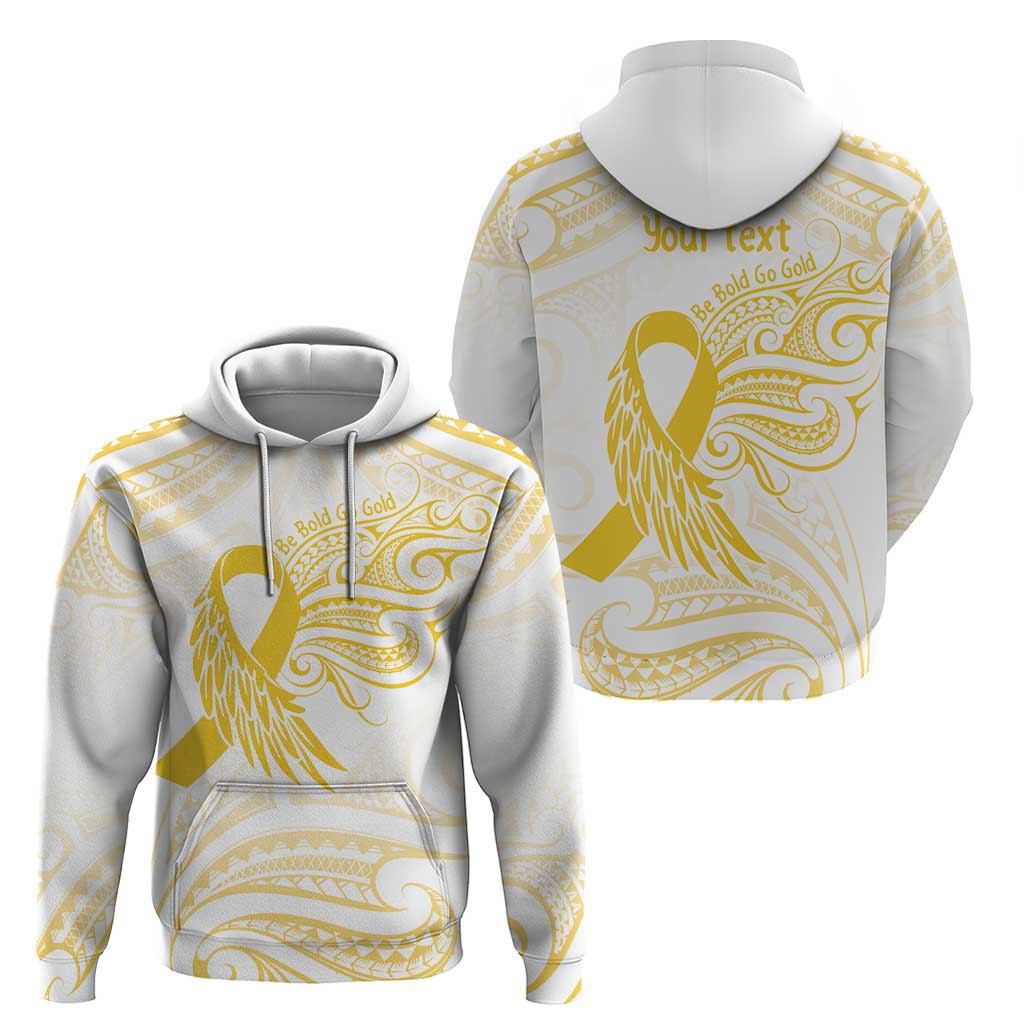 Be Bold Go Gold Polyneisan Ribbon Childhood Personalised Zip Hoodie