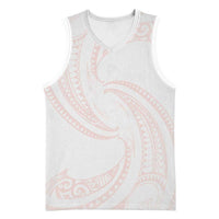 White Sunday Lotu Tamaiti Basketball Jersey Polynesian Wave Pastel Blush - Polynesian Pride
