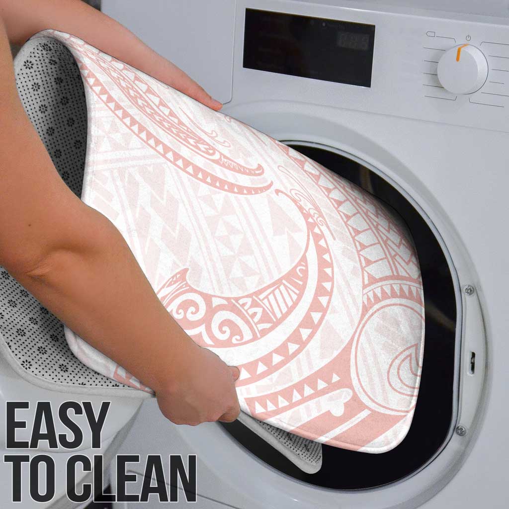 White Sunday Lotu Tamaiti Bathroom Set Polynesian Wave Pastel Blush - Polynesian Pride