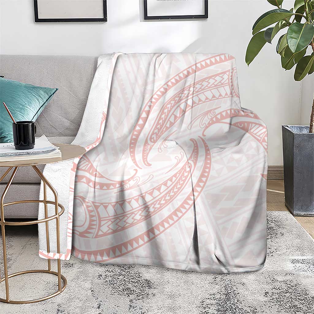 White Sunday Lotu Tamaiti Blanket Polynesian Wave Pastel Blush - Polynesian Pride