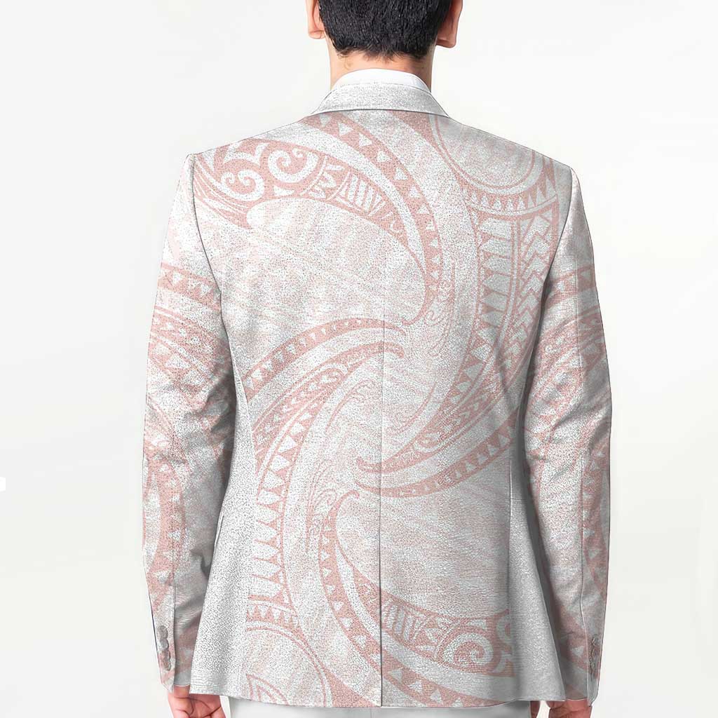 White Sunday Lotu Tamaiti Blazer Polynesian Wave Pastel Blush - Polynesian Pride