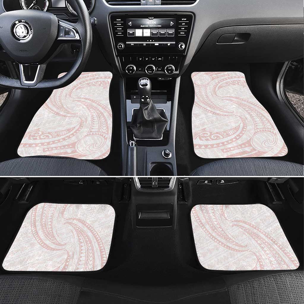 White Sunday Lotu Tamaiti Car Mats Polynesian Wave Pastel Blush - Polynesian Pride