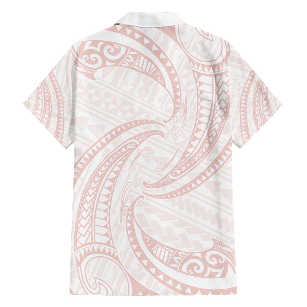 White Sunday Lotu Tamaiti Family Matching Long Sleeve Bodycon Dress and Hawaiian Shirt Polynesian Wave Pastel Blush - Polynesian Pride