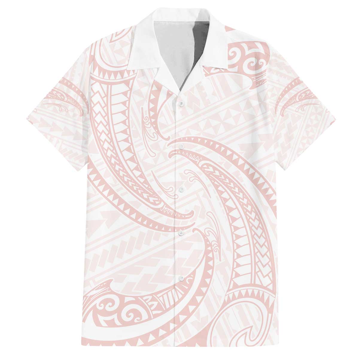 White Sunday Lotu Tamaiti Family Matching Off The Shoulder Long Sleeve Dress and Hawaiian Shirt Polynesian Wave Pastel Blush - Polynesian Pride