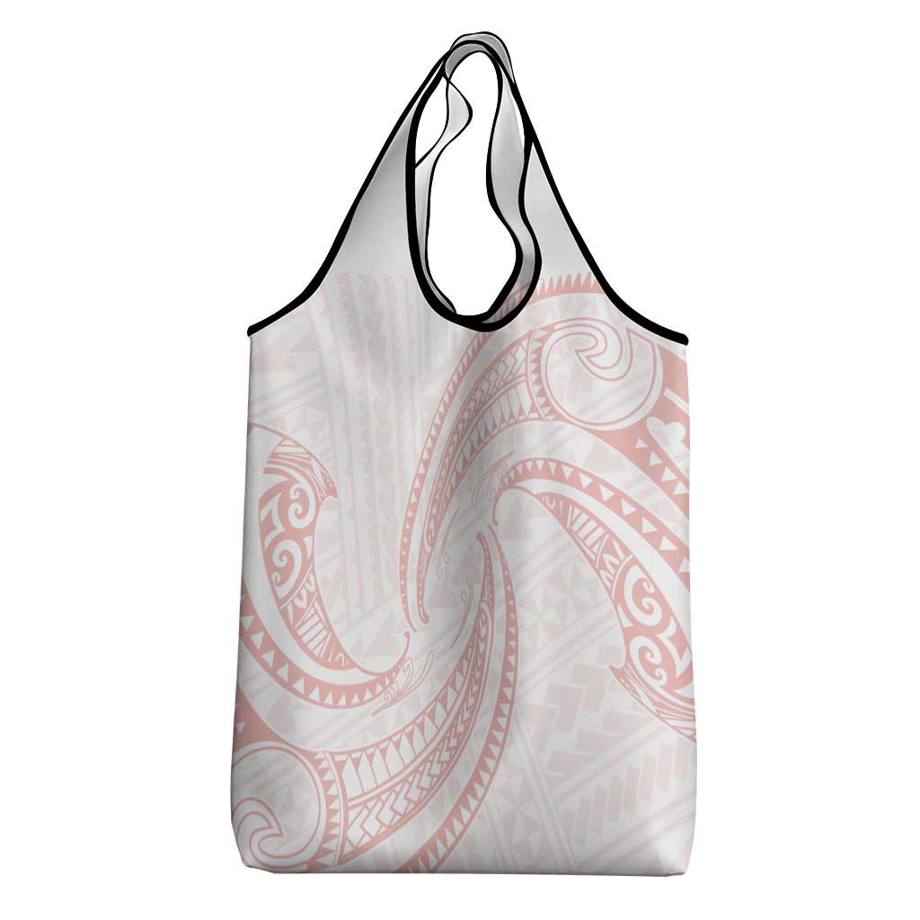 White Sunday Lotu Tamaiti Grocery Bag Polynesian Wave Pastel Blush - Polynesian Pride