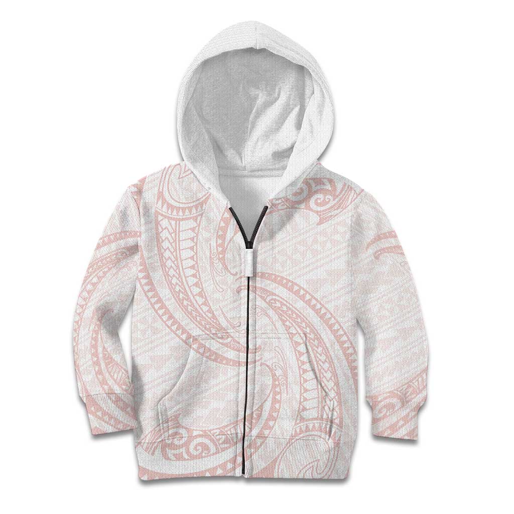 White Sunday Lotu Tamaiti Kid Hoodie Polynesian Wave Pastel Blush - Polynesian Pride