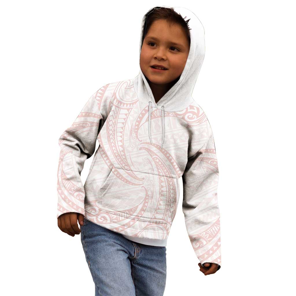 White Sunday Lotu Tamaiti Kid Hoodie Polynesian Wave Pastel Blush - Polynesian Pride