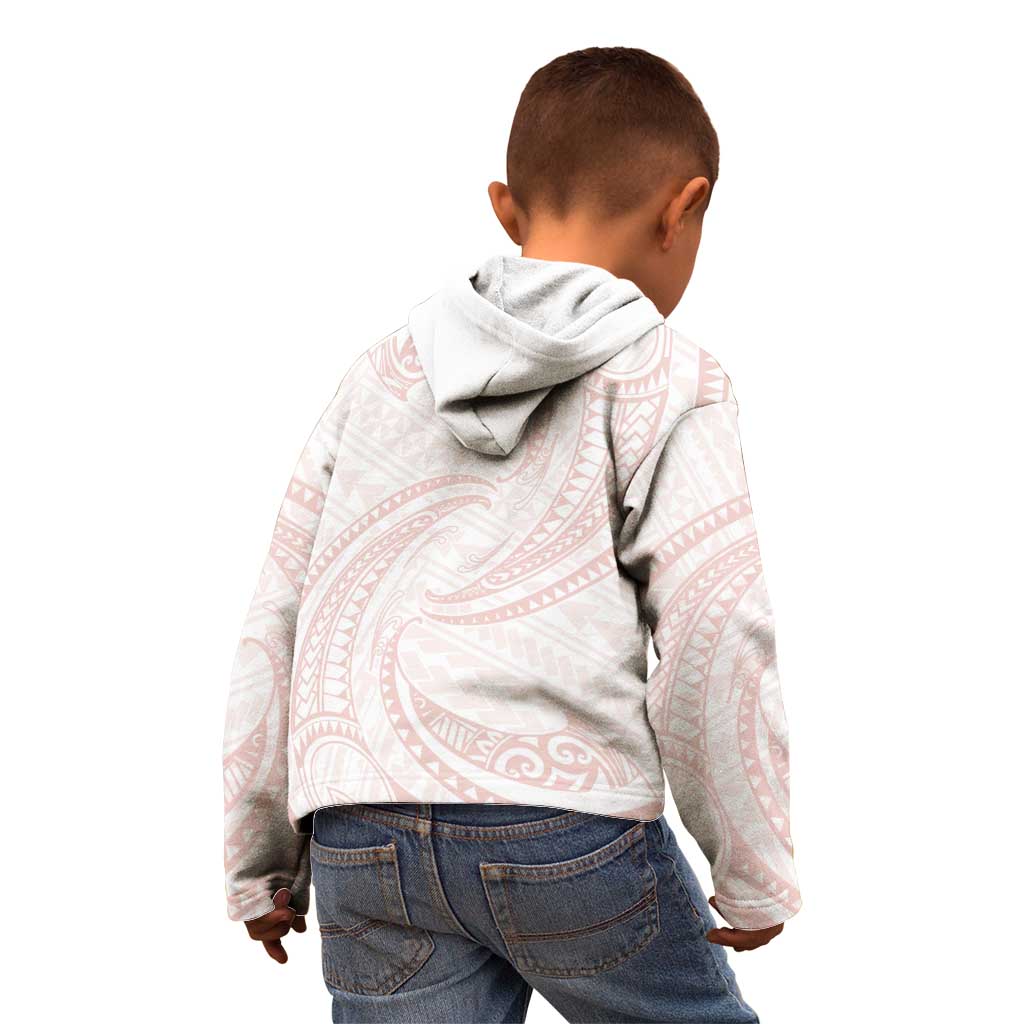 White Sunday Lotu Tamaiti Kid Hoodie Polynesian Wave Pastel Blush - Polynesian Pride