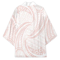 White Sunday Lotu Tamaiti Kimono Polynesian Wave Pastel Blush - Polynesian Pride
