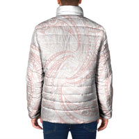 White Sunday Lotu Tamaiti Padded Jacket Polynesian Wave Pastel Blush - Polynesian Pride
