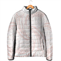 White Sunday Lotu Tamaiti Padded Jacket Polynesian Wave Pastel Blush - Polynesian Pride