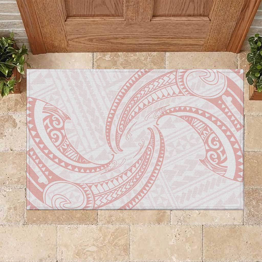 White Sunday Lotu Tamaiti Rubber Doormat Polynesian Wave Pastel Blush - Polynesian Pride