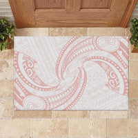 White Sunday Lotu Tamaiti Rubber Doormat Polynesian Wave Pastel Blush - Polynesian Pride