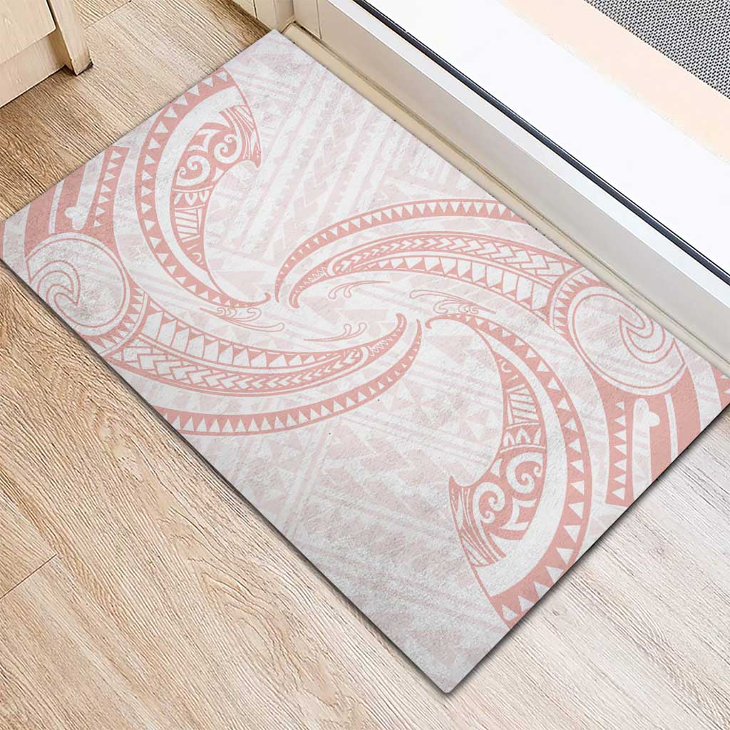 White Sunday Lotu Tamaiti Rubber Doormat Polynesian Wave Pastel Blush - Polynesian Pride