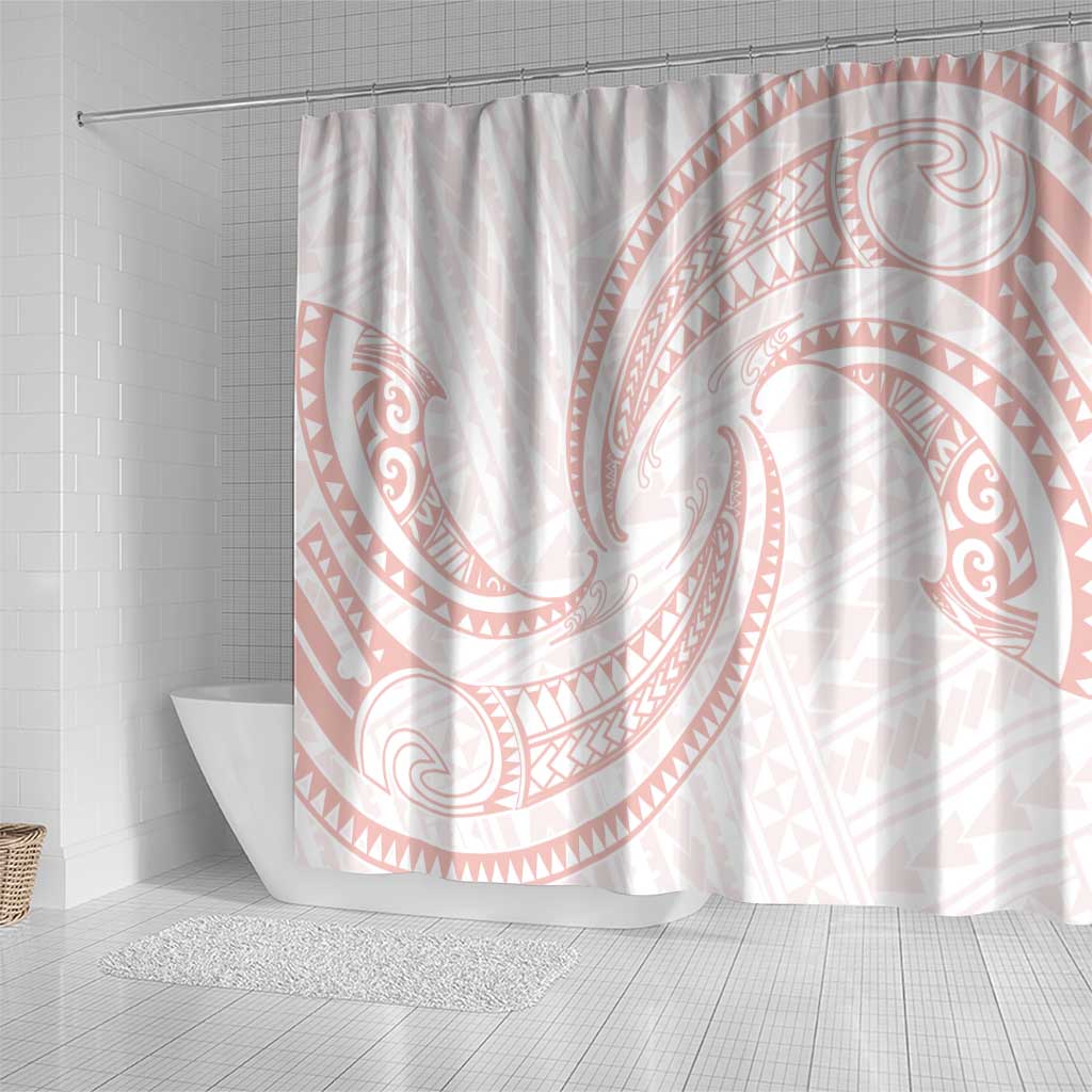 White Sunday Lotu Tamaiti Shower Curtain Polynesian Wave Pastel Blush - Polynesian Pride