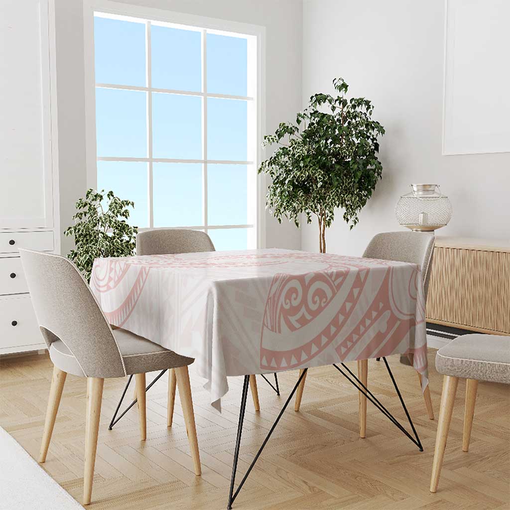 White Sunday Lotu Tamaiti Tablecloth Polynesian Wave Pastel Blush - Polynesian Pride